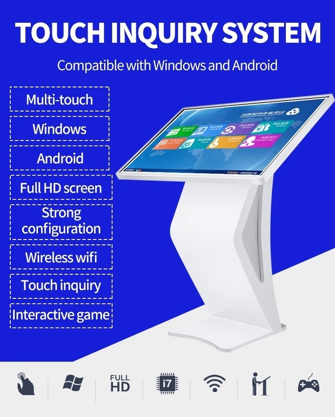 21.5 32 43 55 Inch Touch Self Checkout Kiosk Exhibition Hall All In One