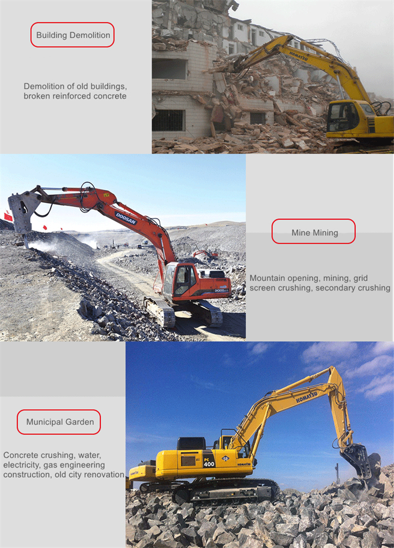 Concrete Rock Stone Breaker Machine Chisel Hammer Hydraulic Excavator Breaker Drill