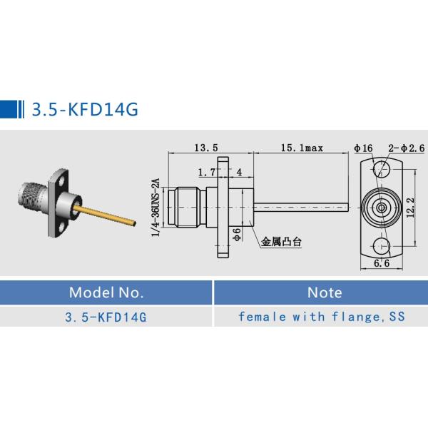 Series 3.5mm Milimeter Wave RF Coaxial Male Connector Stainless Steel