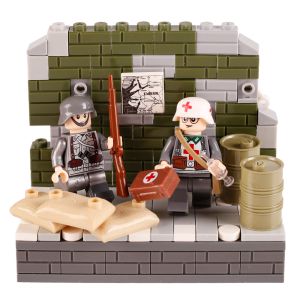 WW2 city wall military accessories map secen soviet soldier officer mini figure ruin building block