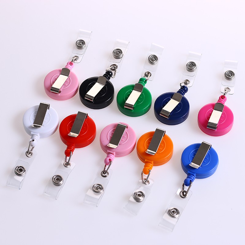 Deyi Round Retractable Plastic Badge Reel With Alligator Clip for Nurses Cute Badge Reel Office Merch