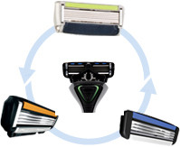 Face Care for Men Manual Shaving Razor with Trimmer Blade System 4 Blade Shaving Razor +2pcs Cartridges