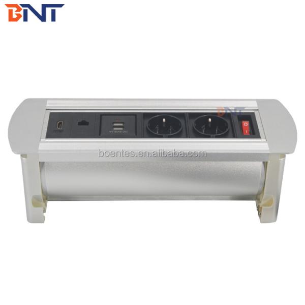 Embedded in power data solution flip over table power socket with Schuko Power outlet
