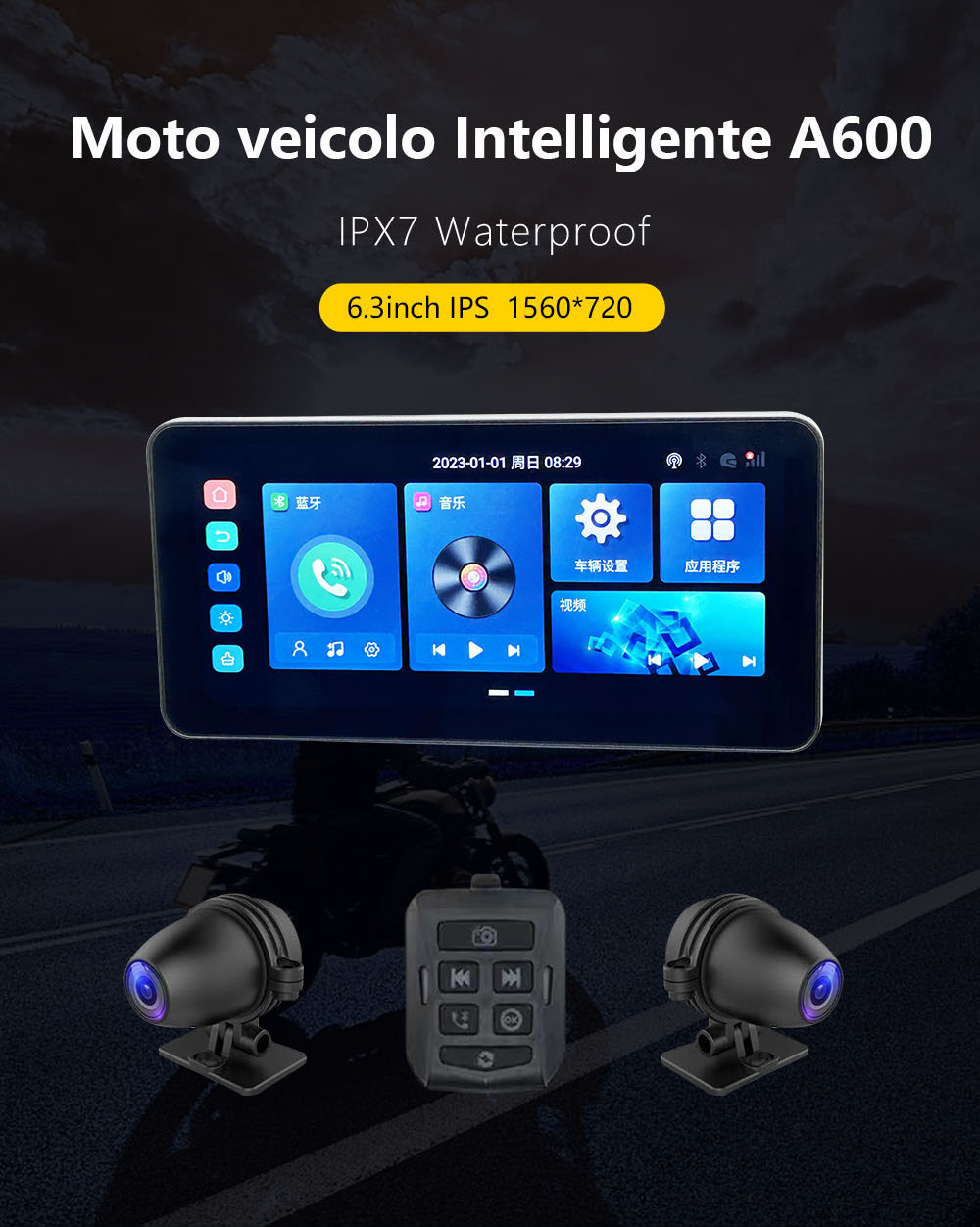 Portable 6.3 Inch Android Motorcycle GPS Navigation CarPlay Android Auto With DVR Supports Radio Function Wireless Motorcycles