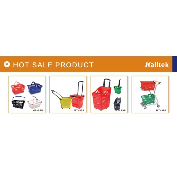 PU Wheels Rolling Shopping Baskets For Supermarket