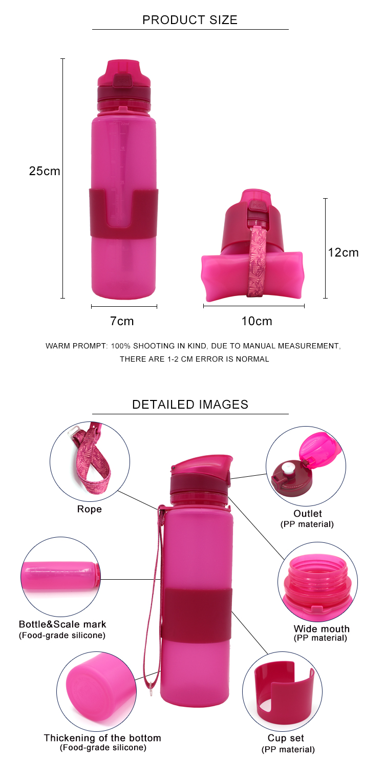 Reusable 23OZ Foldable Expandable Water Bottle For Unisex