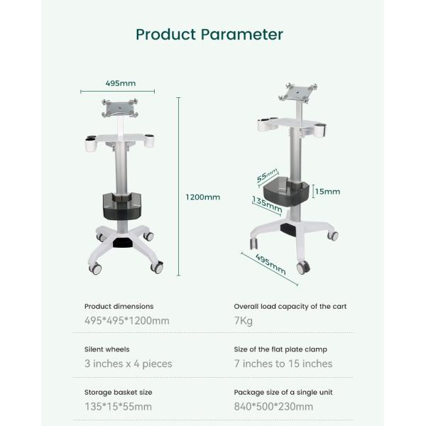 Yonker High Quality Medical Tablet Trolley Hospital Portable Ultrasound Trolley Cart Medical Trolley Stand