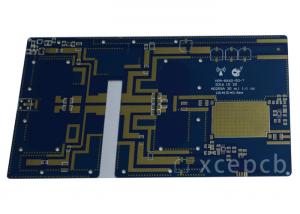 China Rogers 4003 And FR4 PCB Board Blue Soldermask White Silkscreen 4 Layer Immersion Gold Board on sale