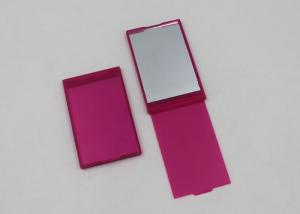 China Pink Plastic Folding Travel Makeup Mirrors , Square Shape Handheld Compact Mirror on sale