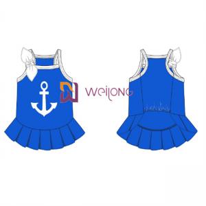 Quality Customized Cvc Jersey Sailor Anchor Pet Dress Breathable Dog Dress Female wholesale