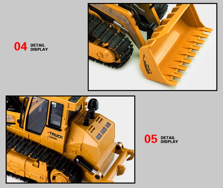Indoor-Outdoor Remote Controlled Bulldozer 5 Channels Sound and Light Simulation
