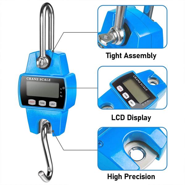 High Accuracy Stainless Steel Electronic Hanging Weighing Crane Scale 300KG Capacity Digital LCD Display OEM Customizable
