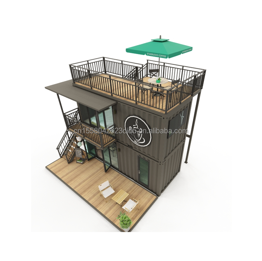 Outdoor Application Prefabricated Steel Restaurant Container Store with Modern Design and Aluminum Alloy Windows 20ft or 40ft