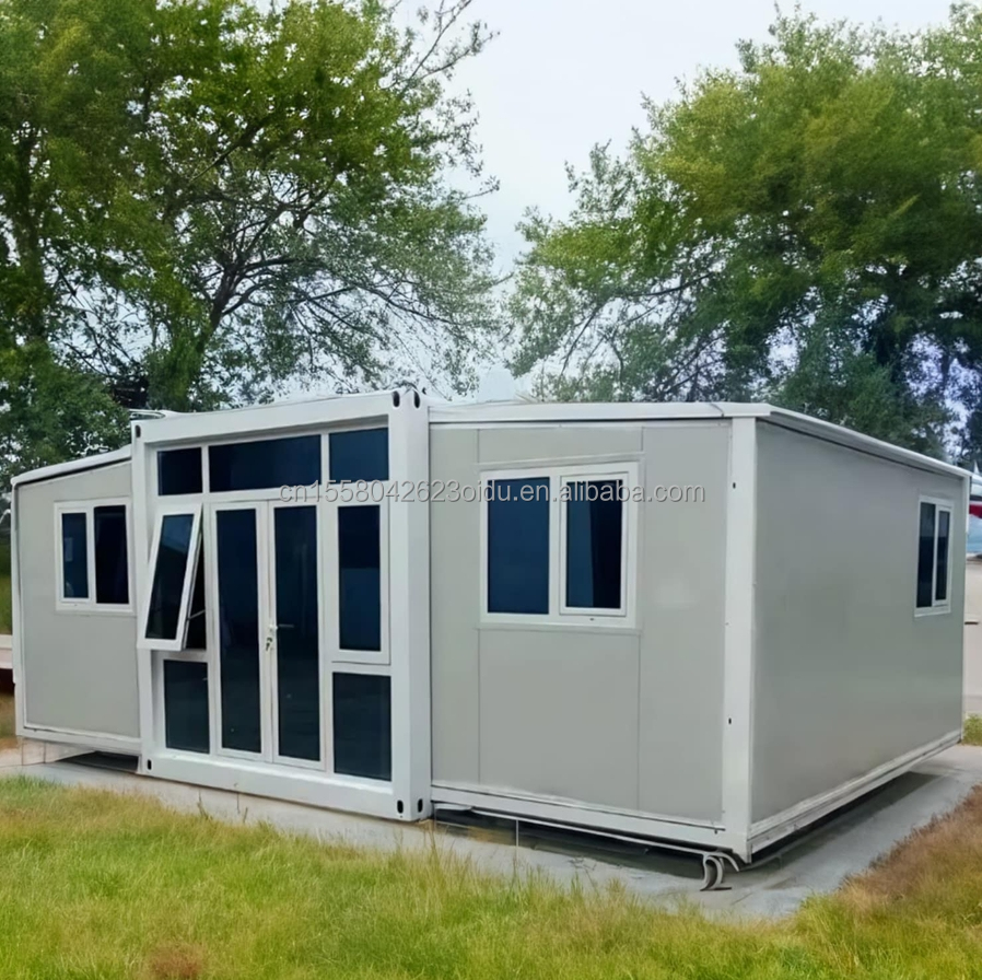 EU Wooden 2 Bedroom Modular Prefab Houses with Modern Design and Galvanized Steel Square Tubes Expandable Container House