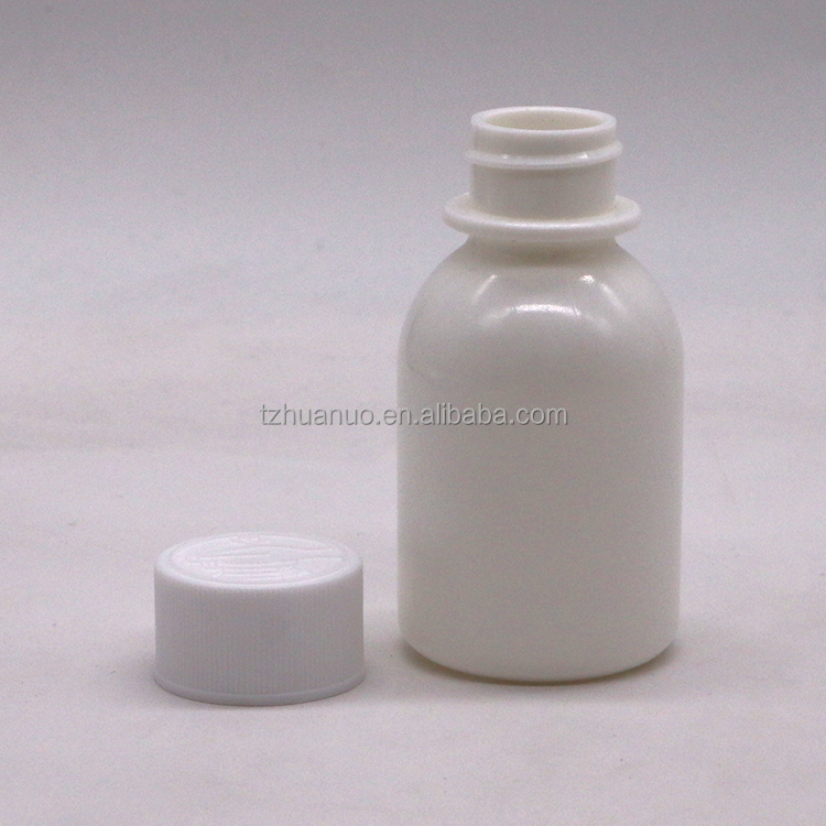 Child Resistant Lid Container 60ml PE White Oral Liquid Medicine Bottle for Cough Syrup