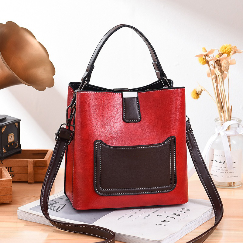 Retro Pink Small PU Leather Casual Teenager Ladies Shoulder Bag for Fashionable Women