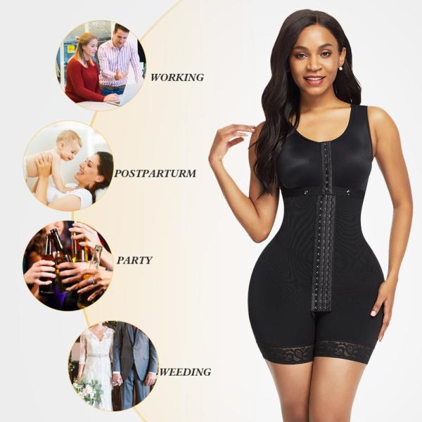 5XL Waist Size Women's Body Shapewear with Adjustable Compression Floral Lace Design