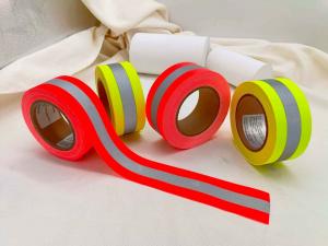 Quality 4 Inch Wide 50mm Yellow Reflective Tape Class 1 2 High Light Polyester Webbing For Clothing wholesale