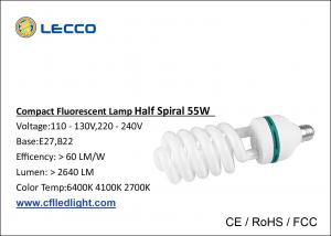 China 55W T5 Half Spiral Energy Saving Lamp 60 LM / W For Warehouse 6400K High Lumen on sale