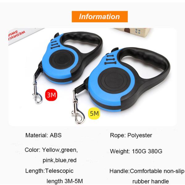 Plastic Material Auto Dog Leash Pet Accessory Retractable Dog Lead