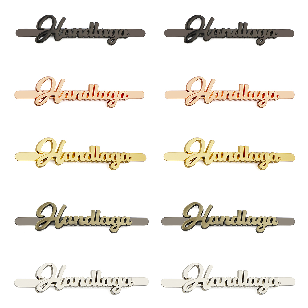 Metal Letters Logo Custom Bag Accessories Custom Gun Black Metal Tag For Handmade Bags