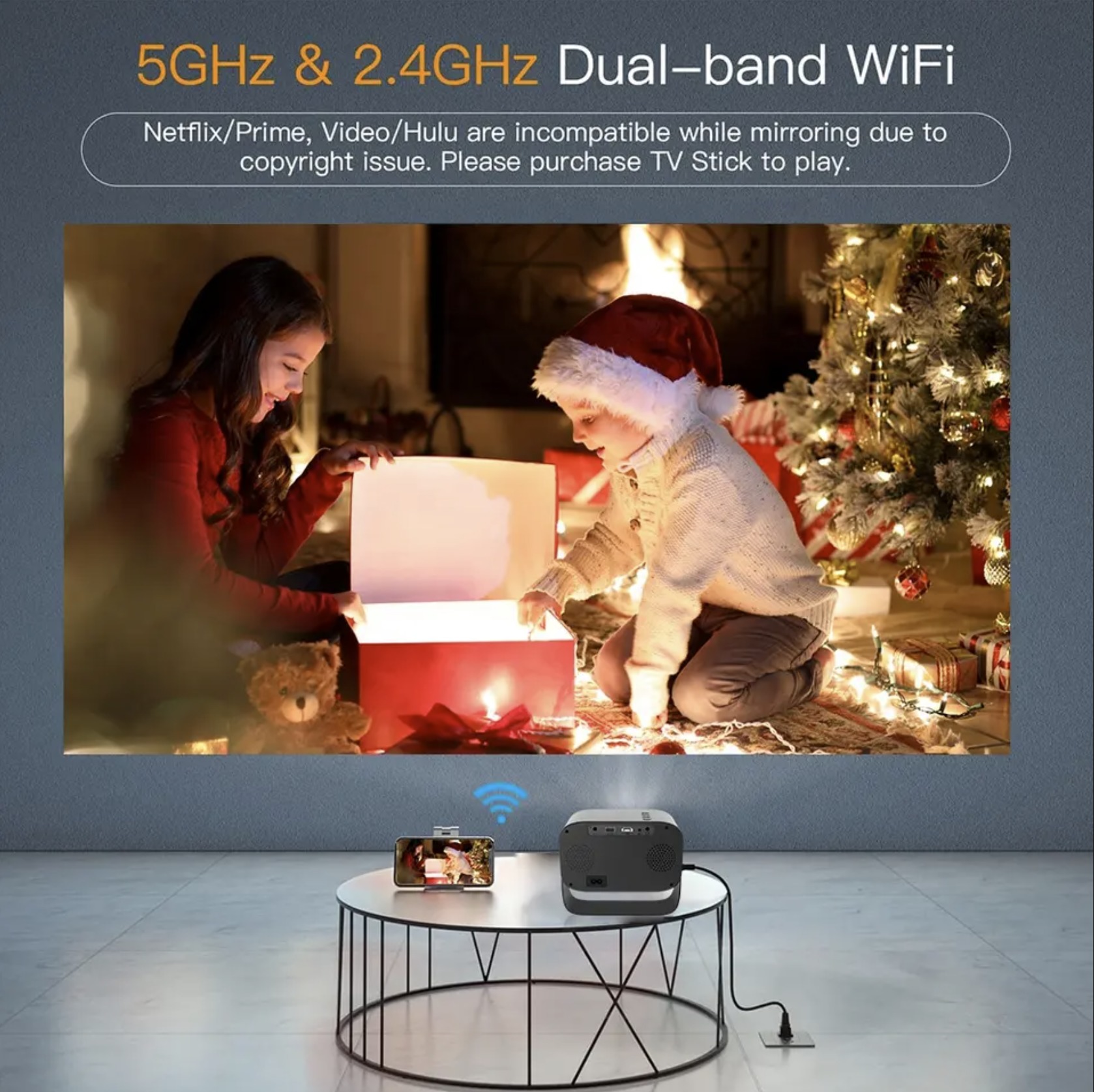 K1 Mini 720P HD Projector Android 11.0 Home Smart Cinema Projector