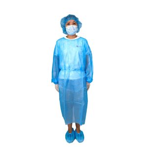 Quality Non Sterile Disposable Waterproof Isolation Surgical Gown Light Blue PP wholesale