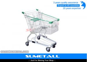 Quality Strong Structure Supermarket Shopping Trolley With Green Plastic Baby Seat wholesale