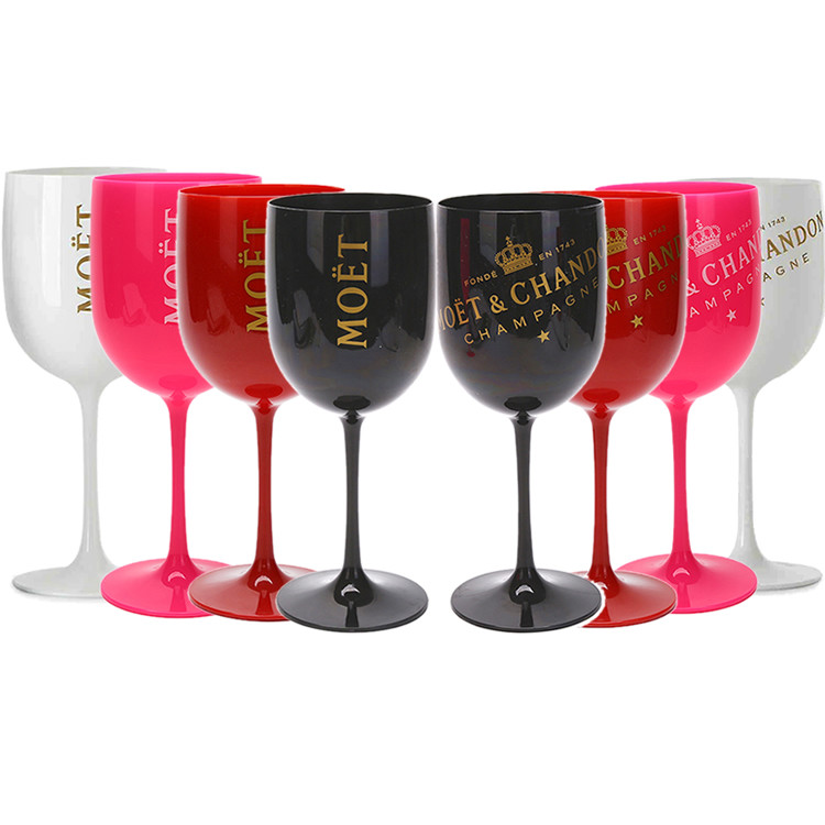 Gold Moet Chandon Plastic Coupe Glasses Acrylic Champagne Flutes 15.5oz