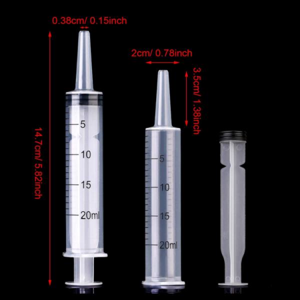4 Pack Large Plastic Syringe for Scientific Labs and Dispensing Multiple Uses Measuring Syringe Tools (20 ml)