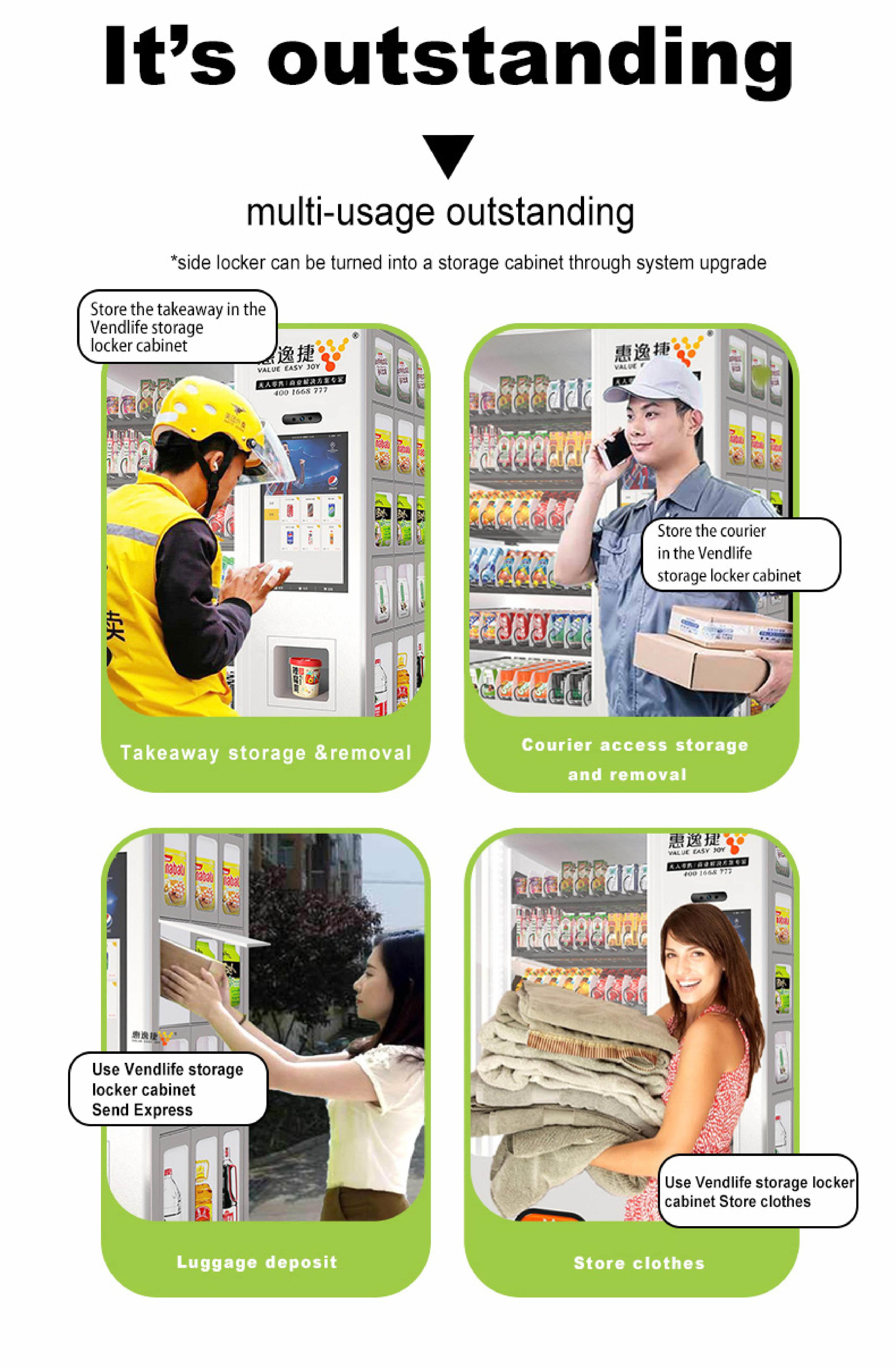 VenoLife Smart Pre-Made Meal Vending Machine with 3 High-Power Microwaves, Spring Rotation + Elevator Delivery, 3-Step Touchscreen, 4-Mode Compressor,