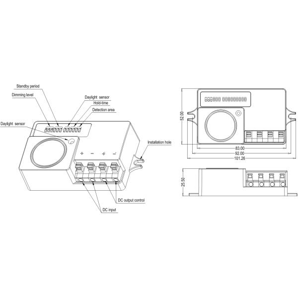 DC Operating Motion Sensor MC011D /A with Split Sensor for 200W Max LED Light