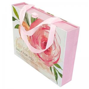 China Paper Wedding Candy Gift Bag With Pink Ribbon Handle on sale
