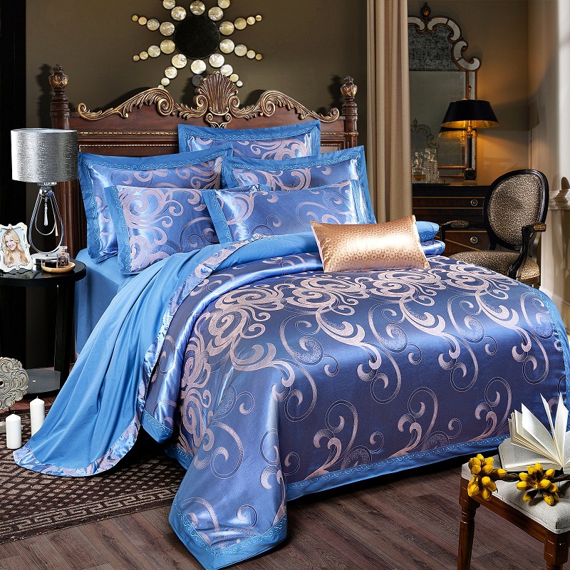 3 4Pcs European Style Embroidery Satin Bedding Set Cotton Sheet Pillow Case Duvet Cover