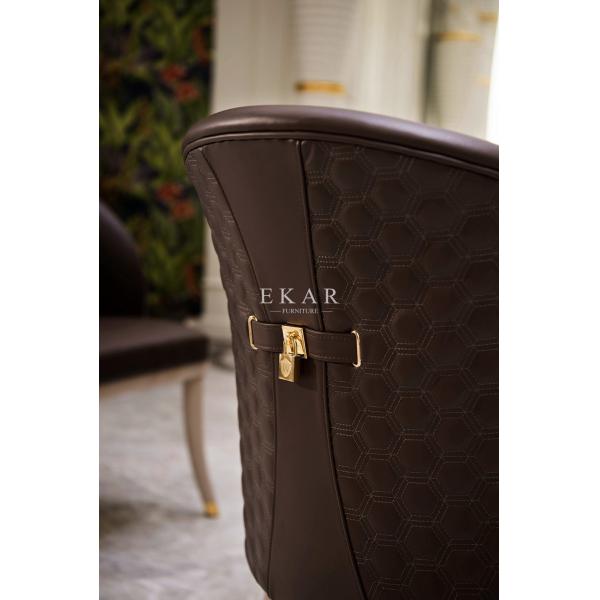 European Upholstered Wooden Leather Dining Chair W002D5