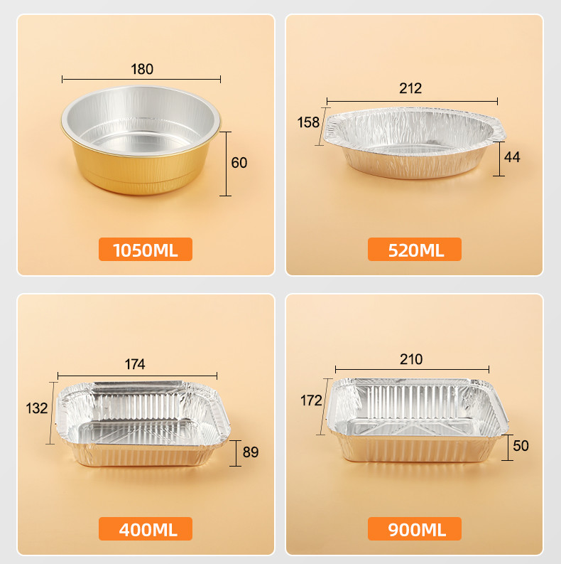 Restaurant BBQ Air Fryer Tin Foil trays Rectangle Takeaway Aluminium Foil Pan