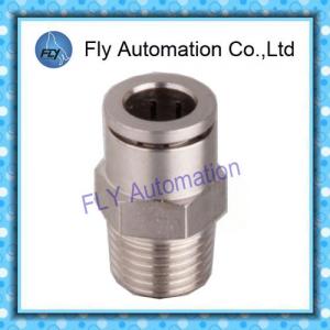 China Pneumatic Tube Fittings Straight male thread full copper nickel push pneumatic fittings PC series on sale