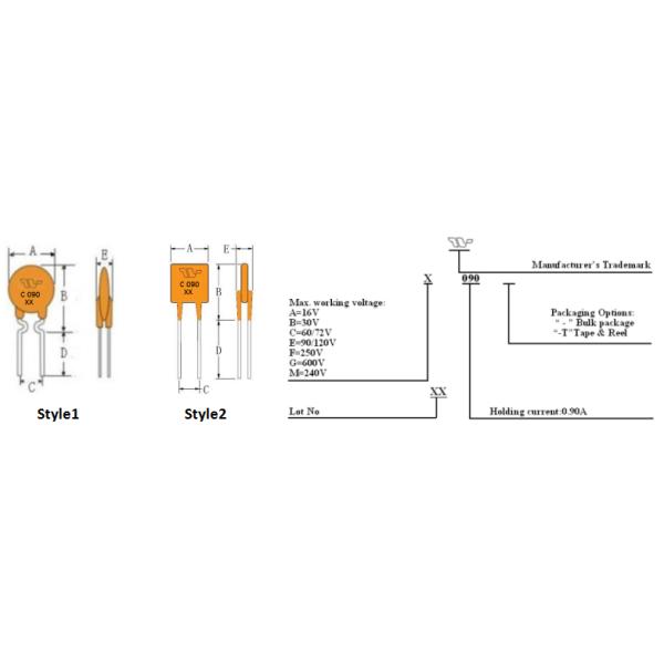 Universal 60V 72V 0.75A PolyTron PPTC Thermistor Radial PTC Resettable Fuse TRC075 For Automotive Application