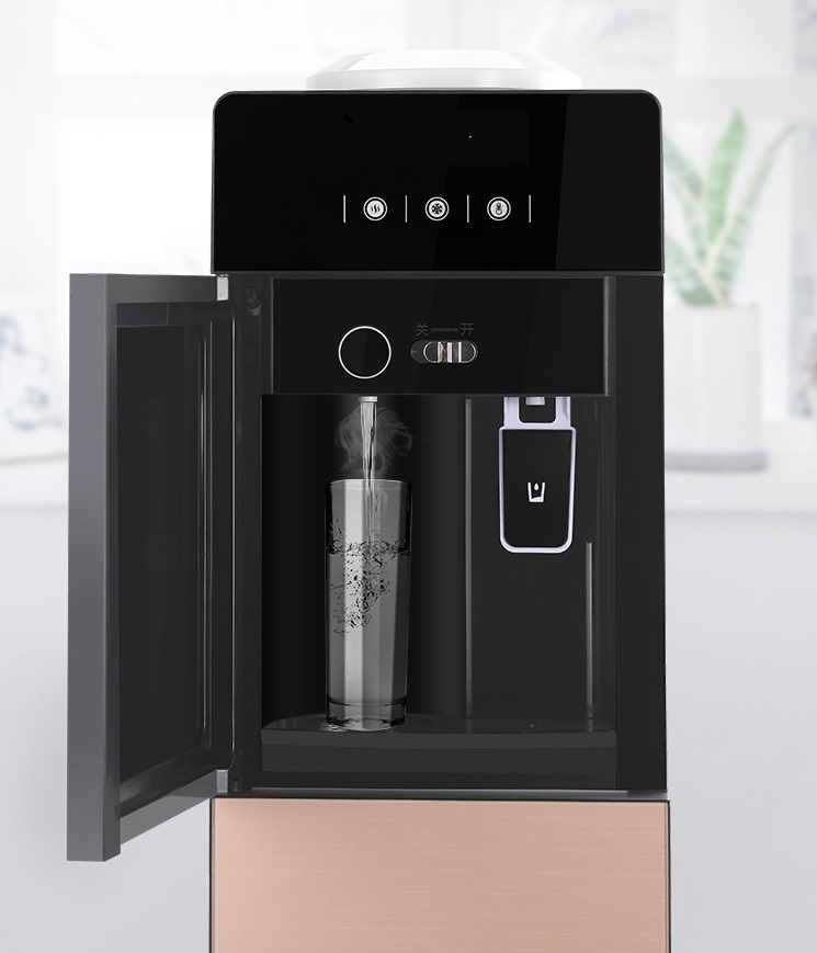 Glass Double Door Household Water Dispenser for Hot and Cold Drinks