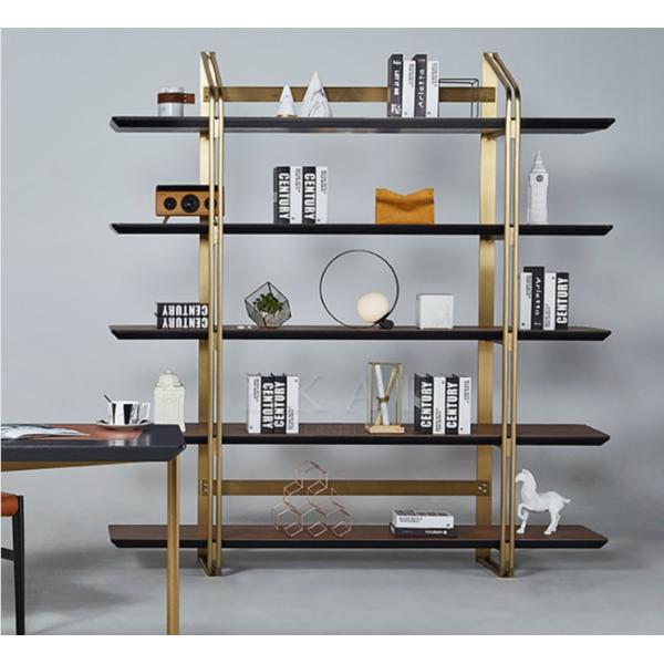 Wooden Modern elegant Design Metal leather top Book Shelf Bookcase