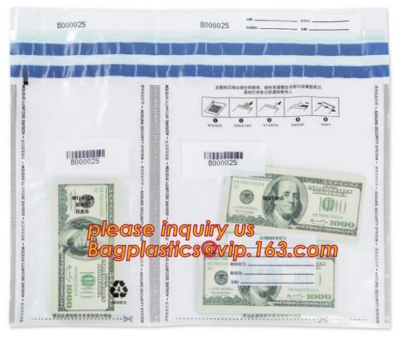 Nice Printed Custom Design Strong Tamper Proof Plastic Airport Bank Money Courier Security Bag, Biodegradable Tamper Evi