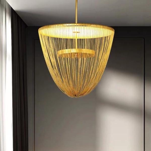 Luxury Metal Aluminum Brass Pendant Light Living Room Modern LED Chandelier