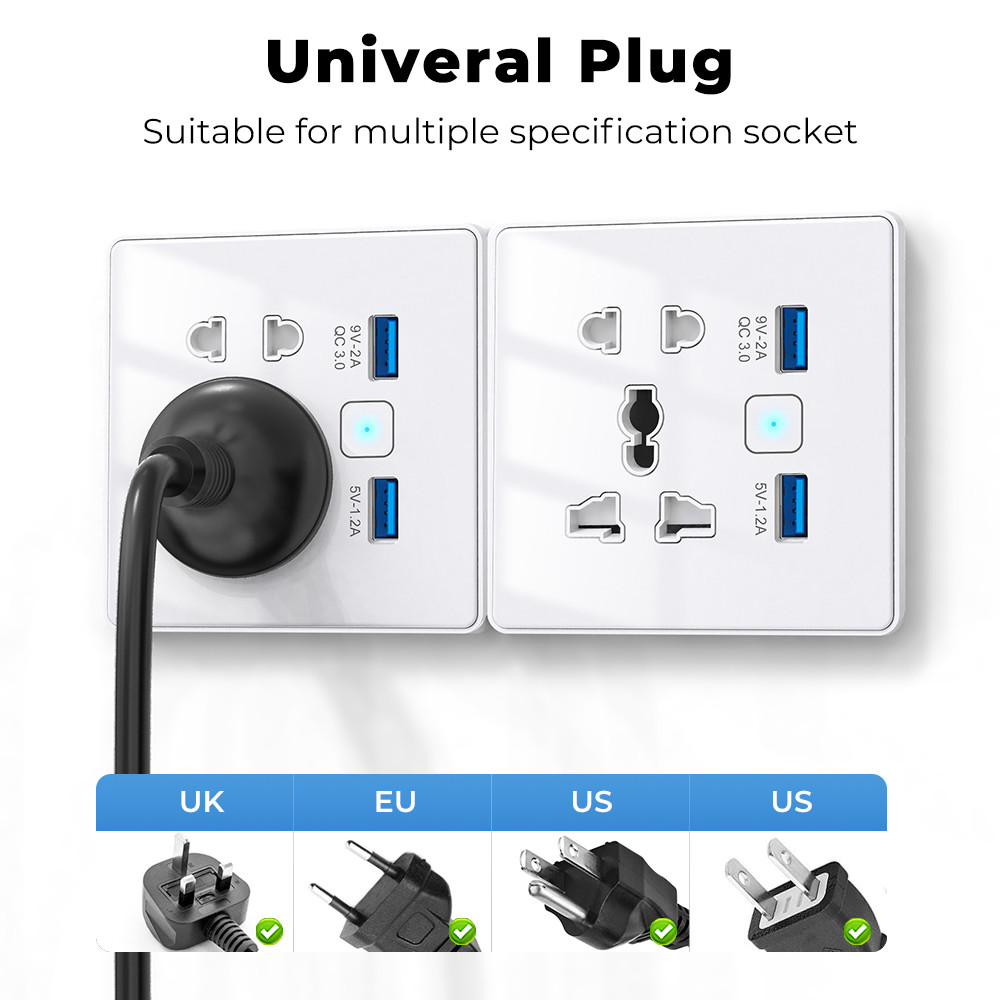 Tuya Wifi Wall Smart Socket Tempered Glass Fast Charger 3.0 USB Smart Home Automation Google Home Alexa Universal US EU UK Plug