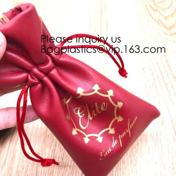 Fashion PU Leather Gift Bag Jewelry Pouch Drawstring Waterproof Bag Universal Headphone Protection Pouch/Portable Travel