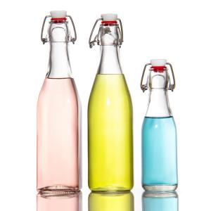 China ODM Restaurant 12 Oz Glass Juice Bottles Glass Jar With Hermetic Lids on sale
