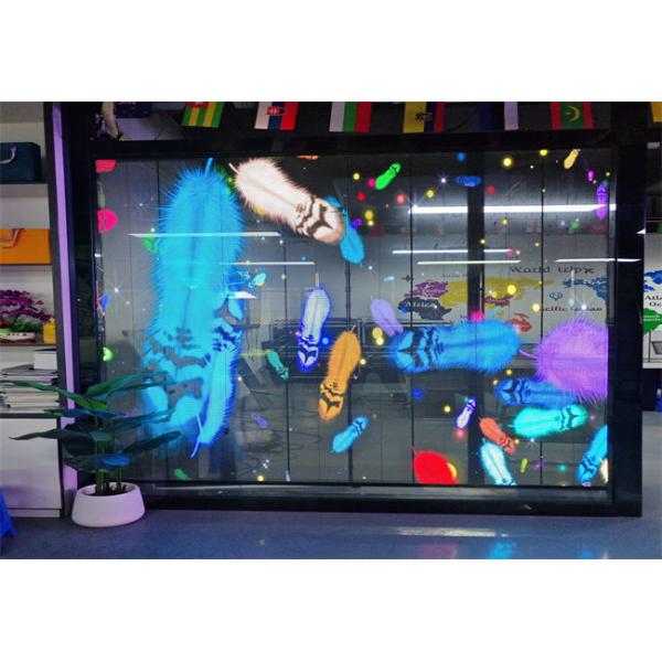 P3.9 RGB Advertising Glass Window 1000*1000mm Outdoor Waterproof Transparent Grid Display LED Grille Screen