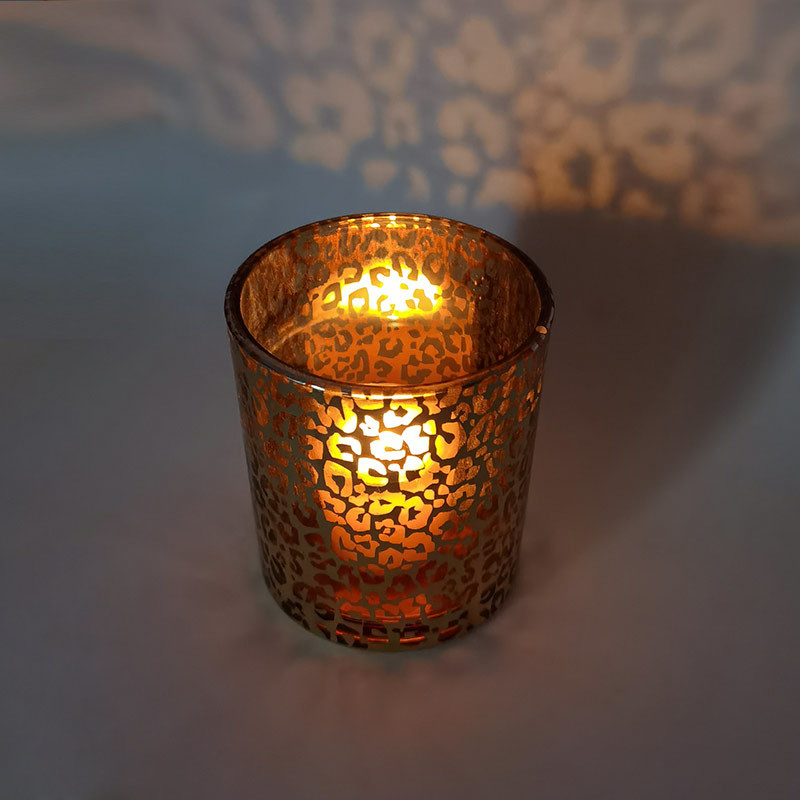 SGS Frosted Nordic Leopard Print Glass Candle Holder