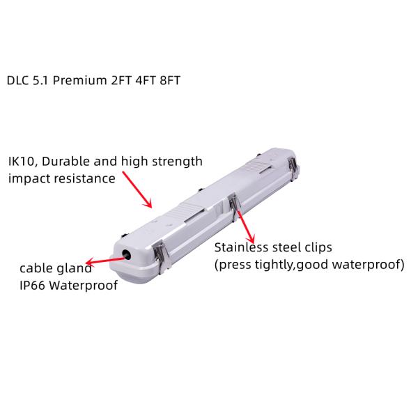 85 CRI LED Vapor Tight Garage Light Fixture Switchable 2FT Tri-proof Light for Workshop IP66 Waterproof