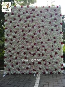 Quality UVG summer outdoor ivory artificial flower wall wedding backdrop for stage decoration CHR1136 wholesale