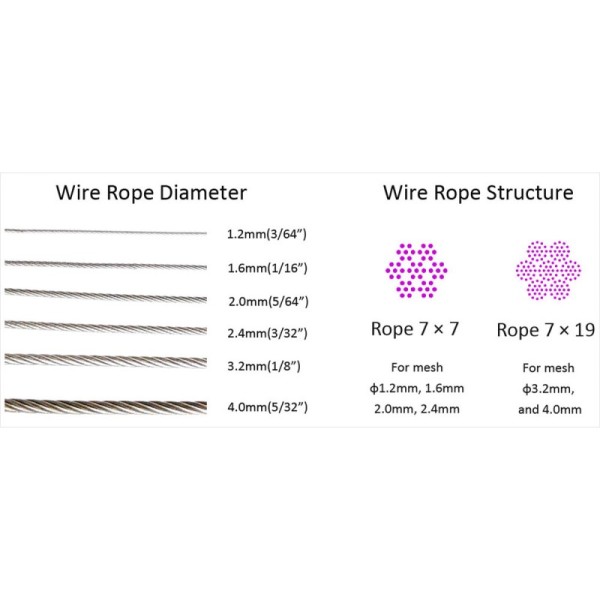 Ferrule Type Stainless Steel Wire Rope Mesh For Safety And Fall Protection